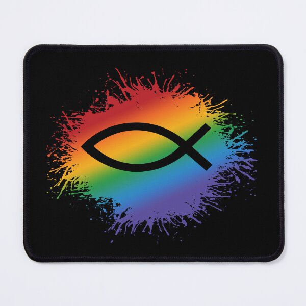 Item preview, Paint Splatter LGBTQ Pride Rainbow Christian Fish Symbol designed and sold by LiveLoudGraphic.