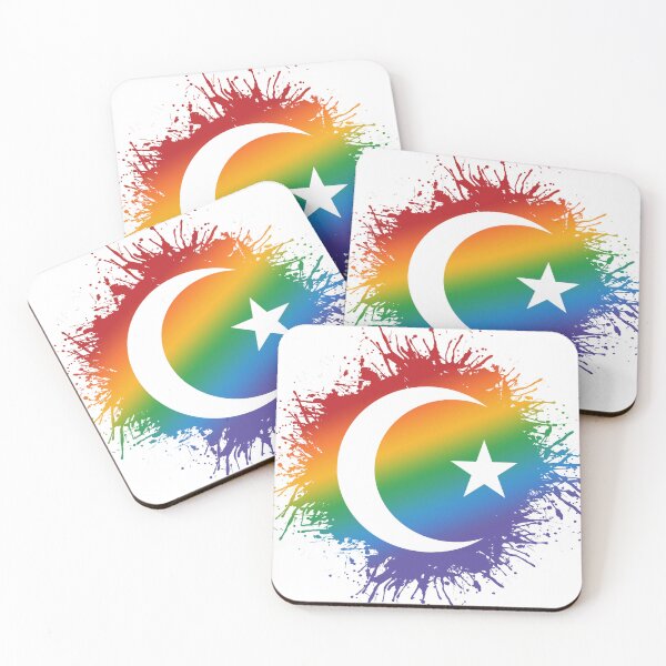 Item preview, Paint Splatter LGBTQ Pride Rainbow Star and Crescent Symbol designed and sold by LiveLoudGraphic.
