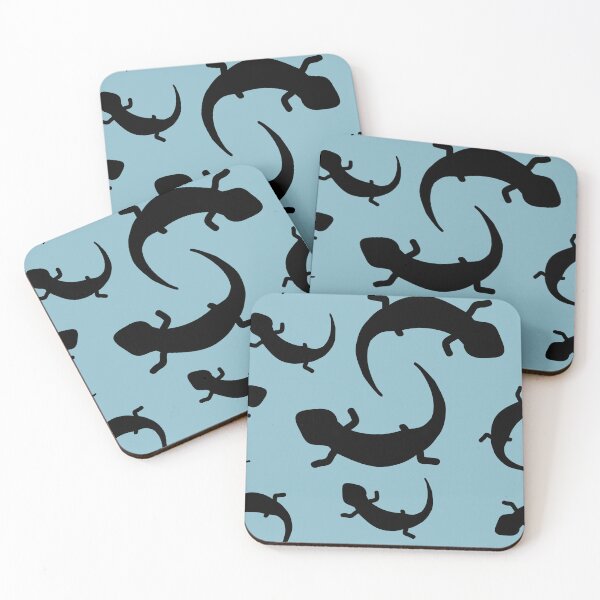 Item preview, Three-Legged Lizards (Black on Blue) designed and sold by Smol Poro.