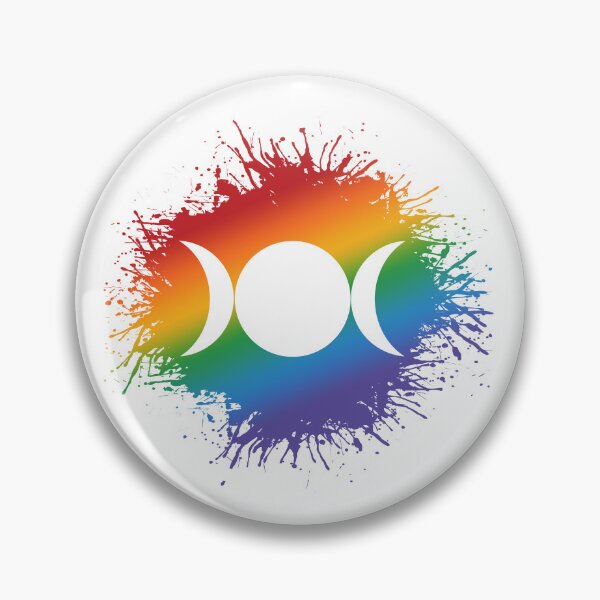 Item preview, Paint Splatter LGBTQ Pride Rainbow Triple Goddess Moon Symbol designed and sold by LiveLoudGraphic.