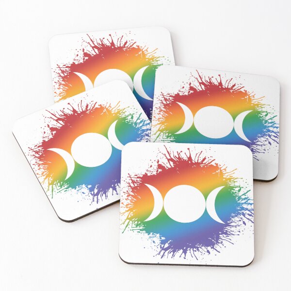 Item preview, Paint Splatter LGBTQ Pride Rainbow Triple Goddess Moon Symbol designed and sold by LiveLoudGraphic.