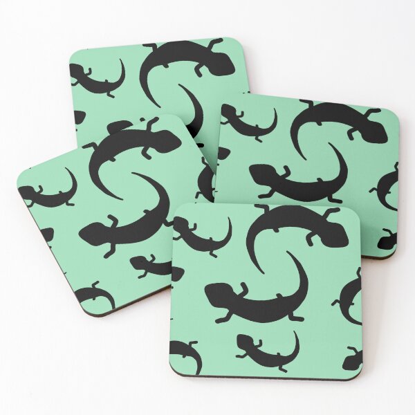 Item preview, Three-Legged Lizards (Black on Green) designed and sold by Smol Poro.