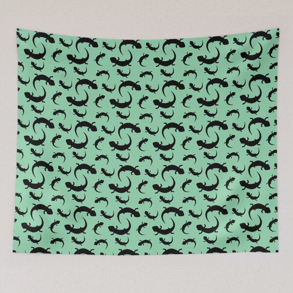Item preview, Three-Legged Lizards (Black on Green) designed and sold by Smol Poro.