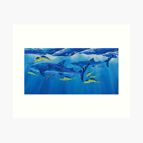 Vista previa del artículo con la obra «Tiburones y delfines», diseñado y vendido por Scrub and Sea.