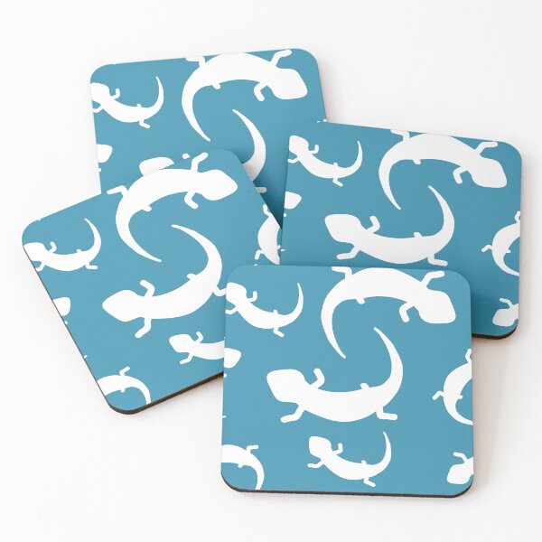Item preview, Three-Legged Lizards (White on Blue) designed and sold by Smol Poro.