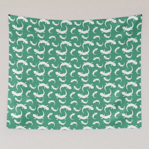 Item preview, Three-Legged Lizards (White on Green) designed and sold by Smol Poro.