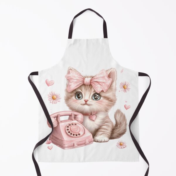 Item preview, Hello Cutie – Vintage Kitten with Bow and Phone designed and sold by AI-Only Creations.