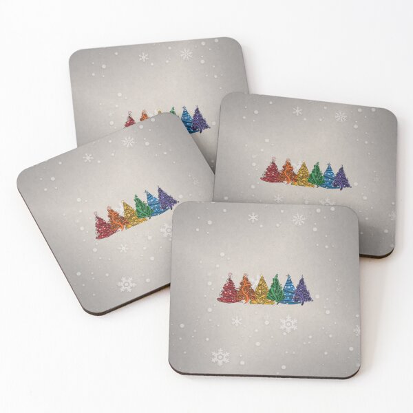 Item preview, Row of Six LGBTQ Pride Rainbow Christmas Trees Vector designed and sold by LiveLoudGraphic.