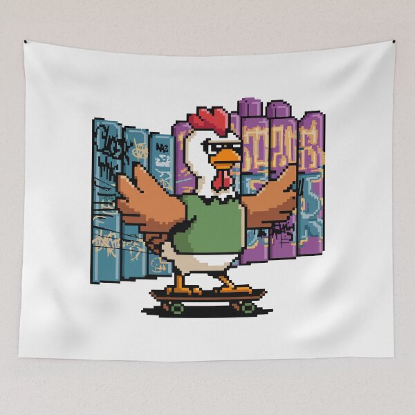 Item preview, Skater Chicken - Cool Retro Pixel Art designed and sold by NaturePixel.