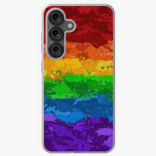Aperçu de l'œuvre Fond d'écran abstrait avec éclaboussures de peinture et drapeau arc-en-ciel de la fierté LGBTQ créée et vendue par LiveLoudGraphic.