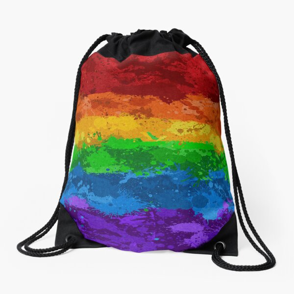 Aperçu de l'œuvre Fond d'écran abstrait avec éclaboussures de peinture et drapeau arc-en-ciel de la fierté LGBTQ créée et vendue par LiveLoudGraphic.