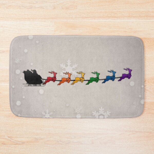 Item preview, Santa and Sleigh with LGBTQ Pride Rainbow Reindeer Christmas Design designed and sold by LiveLoudGraphic.