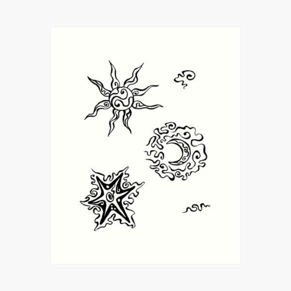 Vista previa del artículo con la obra «Luna y estrellas fluidas», diseñado y vendido por ValeriaMeraz.