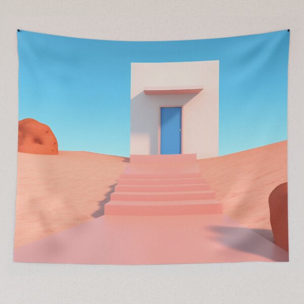 Item preview, Serene Desert Portal: Pink Skies and Azure Door designed and sold by anytka.