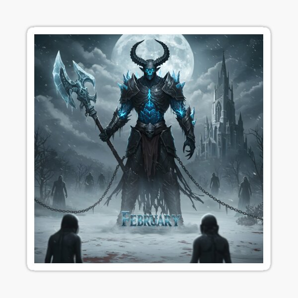 Item preview, The Abyssal Reaper of February – Blood Moon’s Frozen Champion designed and sold by Grim_Forge_Prints.