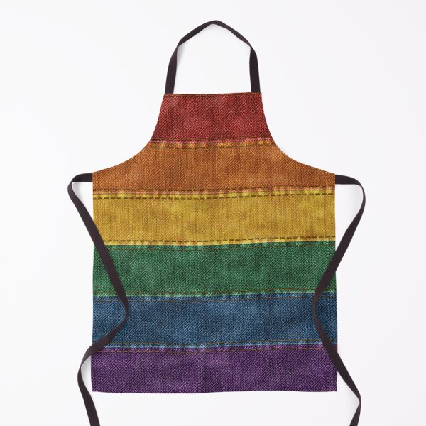Denim Textured Seamless LGBTQ Pride Rainbow Flag Background Apron