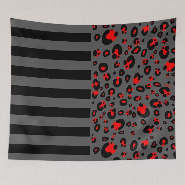 Item preview, Stripes And Leopard Print (Gray and Red Version) designed and sold by JanGrackle.