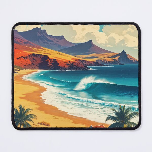 Item preview, Vintage Fuerteventura Poster – Canary Islands Beach Bliss designed and sold by Ceemko's Vintage Corner.