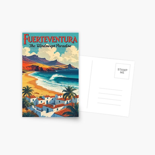 Item preview, Vintage Fuerteventura Poster – Canary Islands Beach Bliss designed and sold by Ceemko's Vintage Corner.