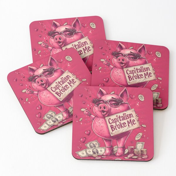 Item preview, Capitalism Broke Me – Coquette Piggy in Crisis designed and sold by AI-Only Creations.