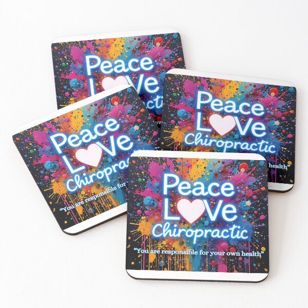 Item preview, Peace Love Chiropractic with black background ink splatter designed and sold by FutureReady.