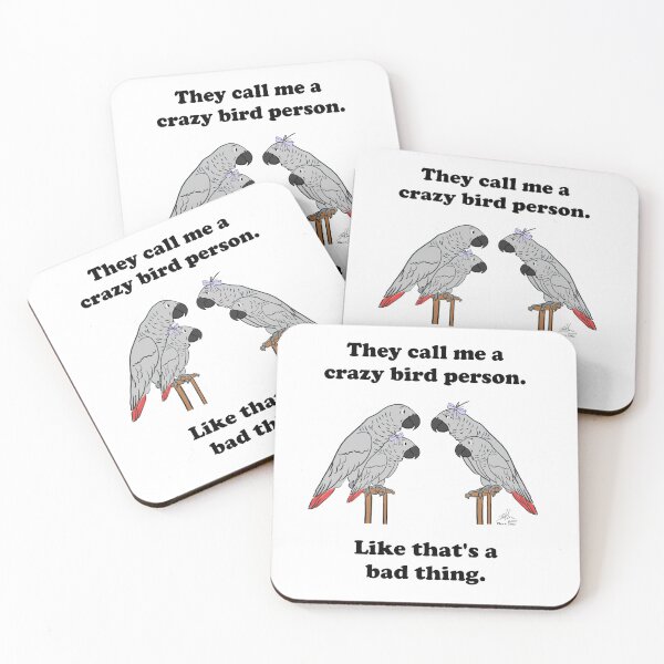 Item preview, Crazy Bird Person African greys designed and sold by Laughing Parrot Studio.