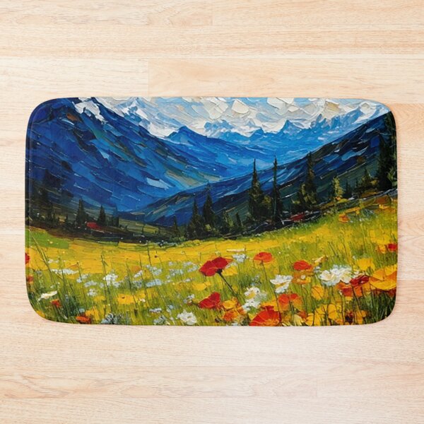 Item preview, Mountain Wildflower Landscape – Textured Oil-Style Wall Art designed and sold by karinasalwaszka.