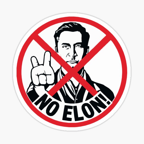 Vista previa del artículo con la obra «¡NO A ELON! ¡Calcomanía redonda anti-Elon Musk para parachoques de Tesla!», diseñado y vendido por vpsophia.