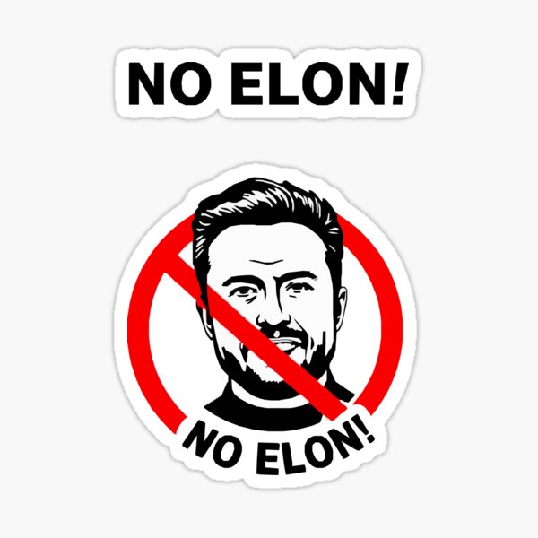 Vista previa del artículo con la obra «¡NO A ELON! ¡Calcomanía redonda anti-Elon Musk para parachoques de Tesla!», diseñado y vendido por vpsophia.