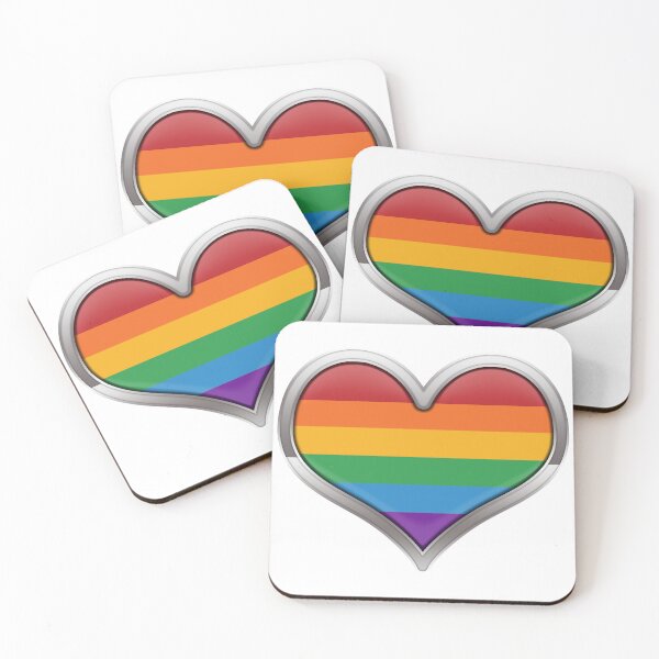 Item preview, Large LGBT Rainbow Pride Flag Colored Heart with Chrome Frame designed and sold by LiveLoudGraphic.
