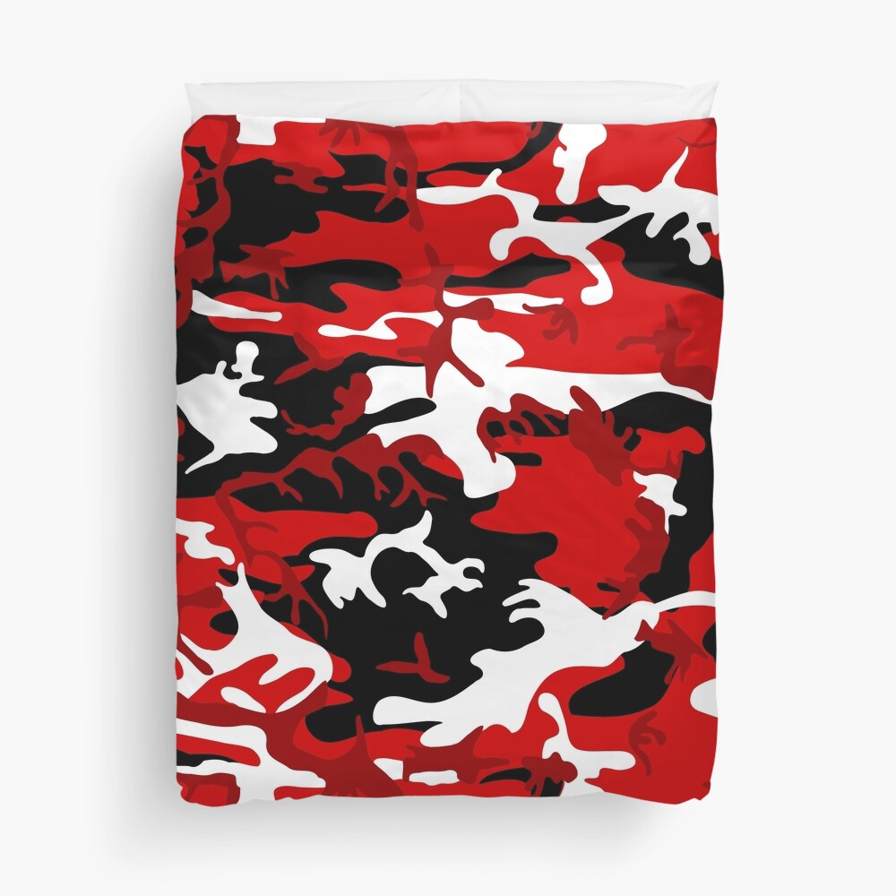 red camouflage black white camo Throw Blanket