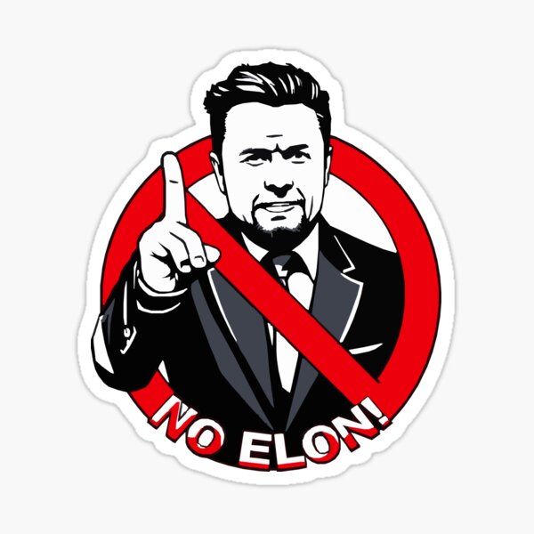 Vista previa del artículo con la obra «¡NO A ELON! ¡Calcomanía redonda anti-Elon Musk para parachoques de Tesla!», diseñado y vendido por vpsophia.