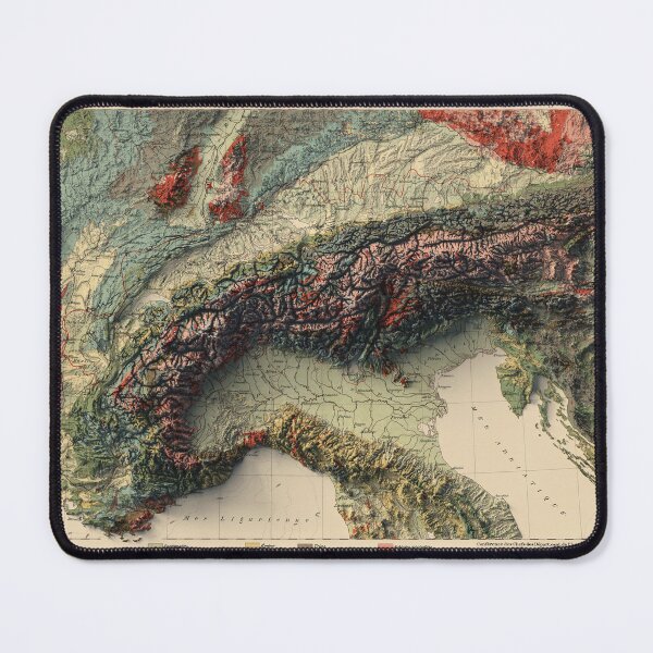 Item preview, 1921 Alps Relief Map 3D digitally-rendered designed and sold by ThinkAboutMaps.