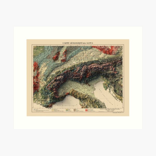 Item preview, 1921 Alps Relief Map 3D digitally-rendered designed and sold by ThinkAboutMaps.