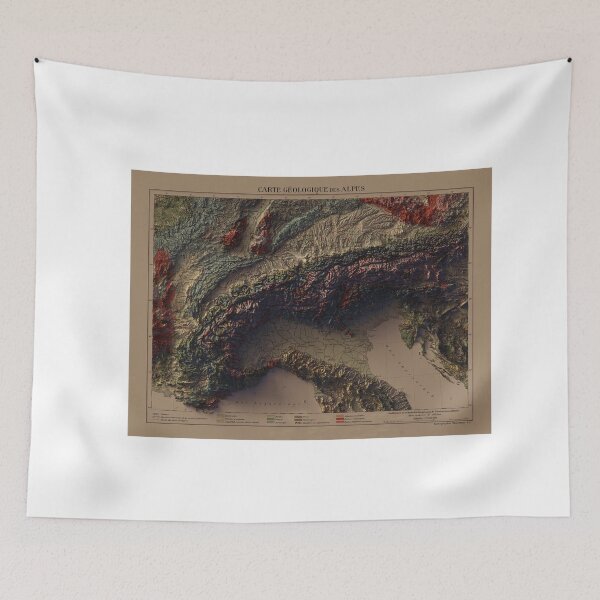 Item preview, 1921 Alps Relief Map 3D digitally-rendered SUNSET DARK VERSION designed and sold by ThinkAboutMaps.