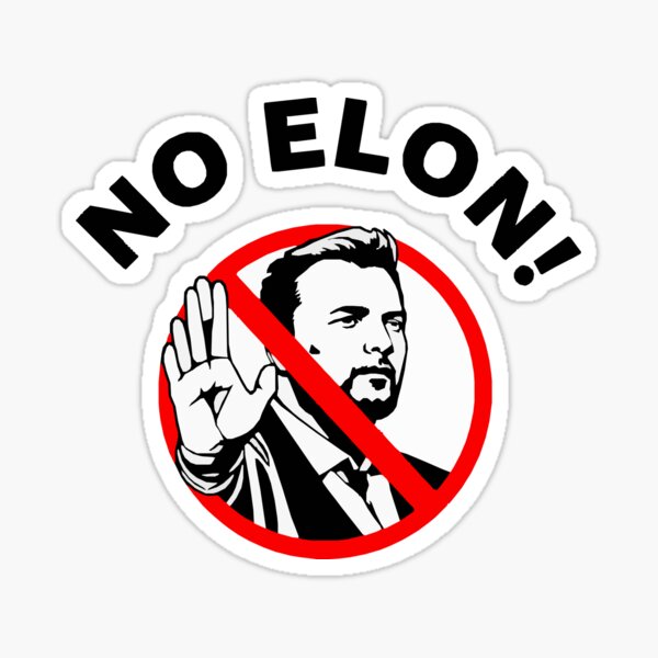 Vista previa del artículo con la obra «¡NO A ELON! ¡Calcomanía redonda anti-Elon Musk para parachoques de Tesla!», diseñado y vendido por vpsophia.