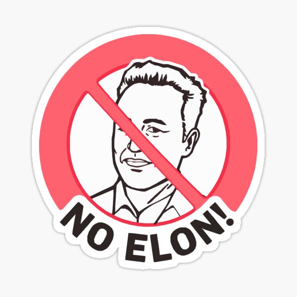 Vista previa del artículo con la obra «¡NO A ELON! ¡Calcomanía redonda anti-Elon Musk para parachoques de Tesla!», diseñado y vendido por vpsophia.