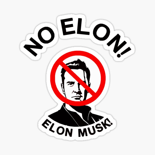 Vista previa del artículo con la obra «¡NO A ELON! ¡Calcomanía redonda anti-Elon Musk para parachoques de Tesla!», diseñado y vendido por vpsophia.