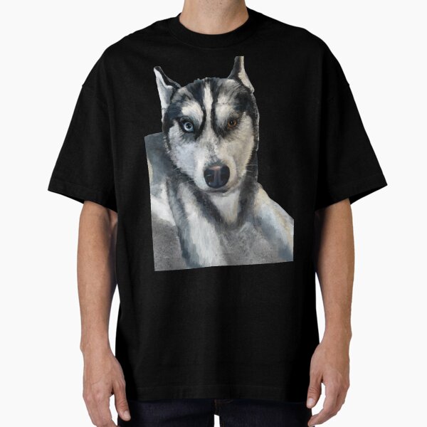 Siberian Husky Dog watercolor art Oversized T-Shirt