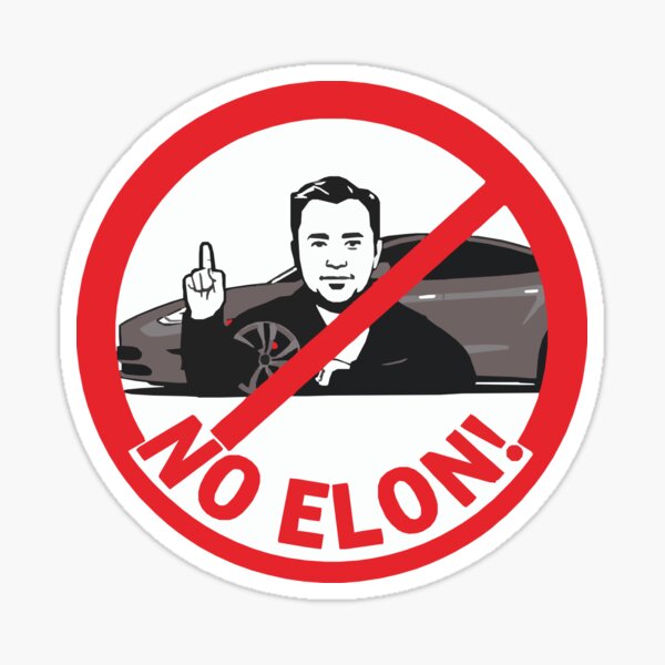 Vista previa del artículo con la obra «¡NO A ELON! ¡Calcomanía redonda anti-Elon Musk para parachoques de Tesla!», diseñado y vendido por vpsophia.