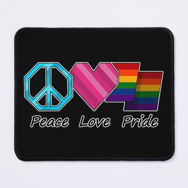 Item preview, Peace, Love, and Pride design in LGBT Rainbow pride flag colors designed and sold by LiveLoudGraphic.