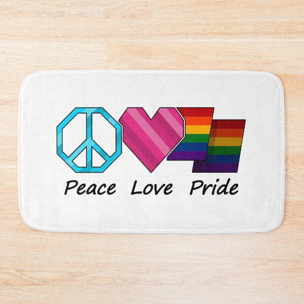 Item preview, Peace, Love, and Pride design in LGBT Rainbow pride flag colors designed and sold by LiveLoudGraphic.