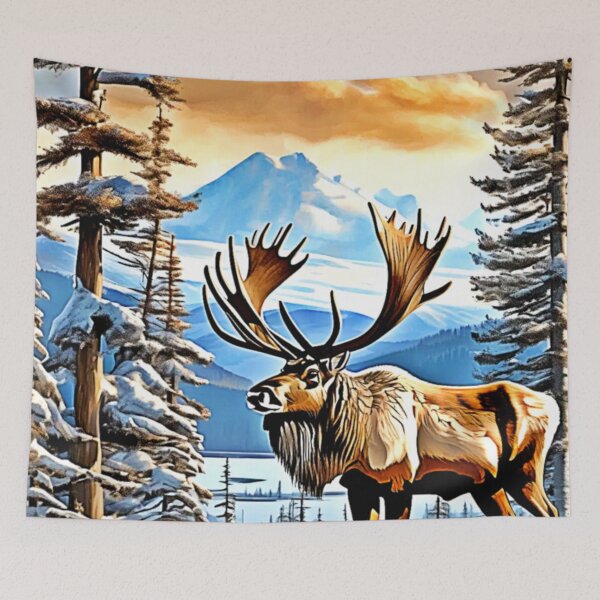 Item preview, Winter Elk Majesty Design designed and sold by Health And Fitness Posts e-Store.