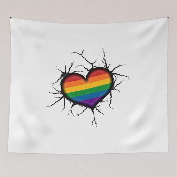 Item preview, LGBT Rainbow Heart Thrown into Cracked surface designed and sold by LiveLoudGraphic.