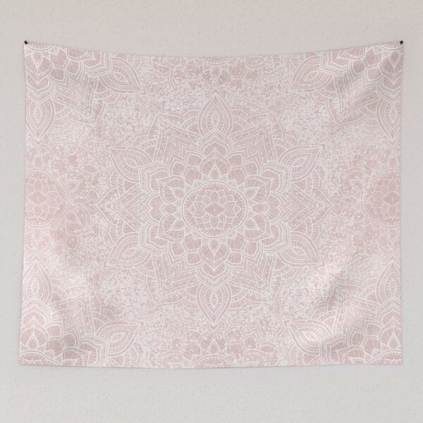 Item preview, Blush pink and white boho sparkling mandala designed and sold by Bloomery Decor.