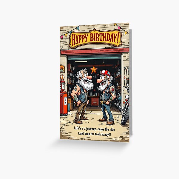 Artikel-Vorschau von Grease & Giggles – Biker-Geburtstags-Garage-Weisheiten, designt und verkauft von SteadyRolling.