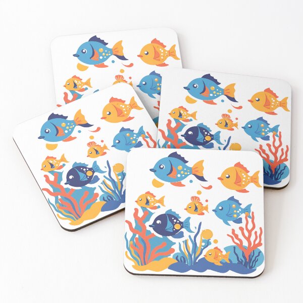Item preview, Colorful Tropical Fish Underwater Scene - Cute Ocean Art Print, Sticker, and Kids Decor designed and sold by LemonHorse.