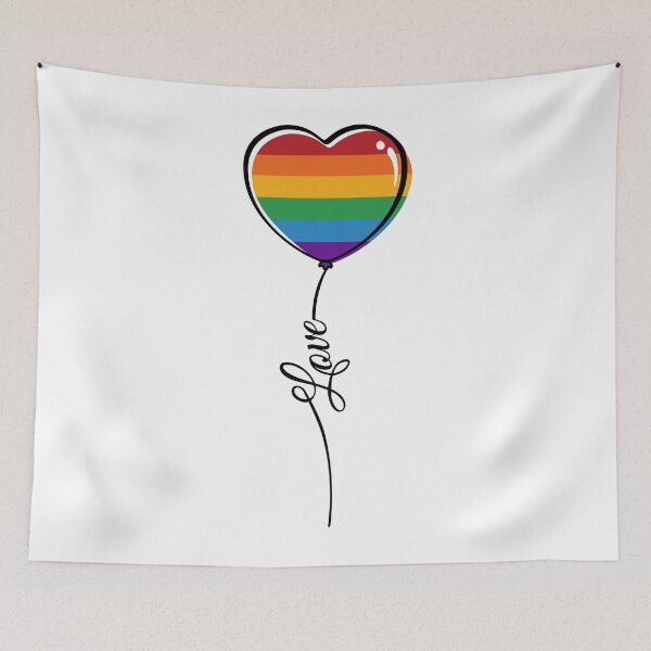 Item preview, LGBTQ Pride Minimalist Rainbow Heart Balloon with Love String  designed and sold by LiveLoudGraphic.