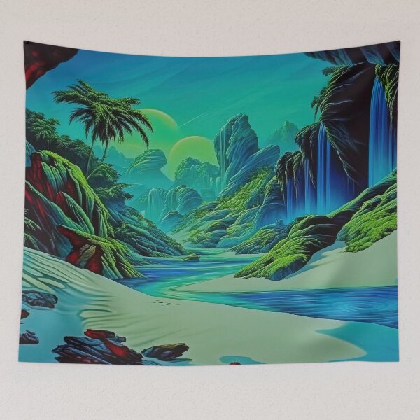 Item preview, Azure Cascade Sanctuary: The Emerald Valley's Hidden Falls designed and sold by bloorose.