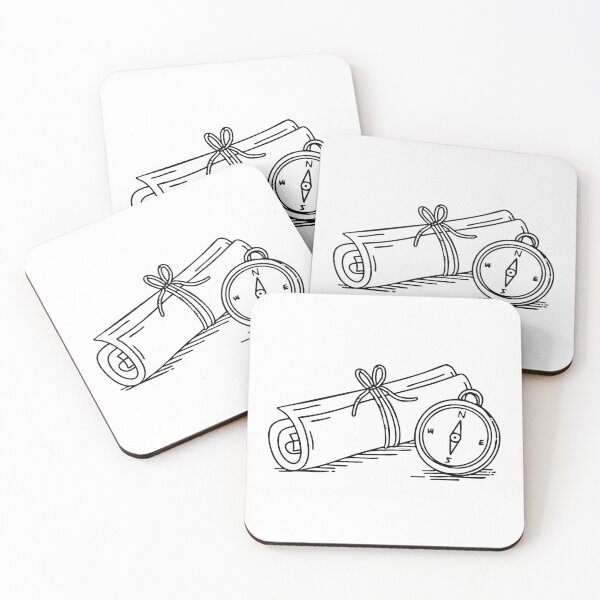 Item preview, Map rolled up and tied with a string, placed beside a compass designed and sold by rasagamastore.